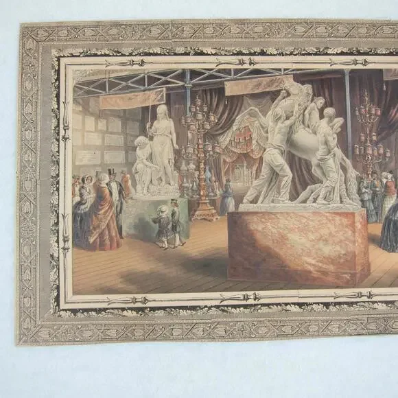 Antique George Baxter Print Great Exhibition 1851 Austria Court RARE